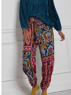Anthropology Zadie harem velvet jogger Boho Floral Pants - Multi